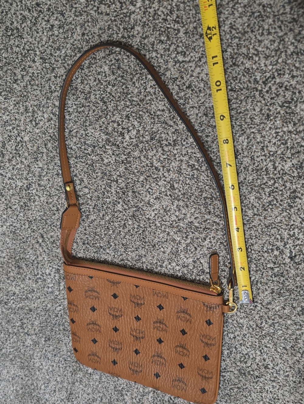 MCM Cognac Visetos Monogram Slim Shoulder Bag Pouch - Picture 10 of 10